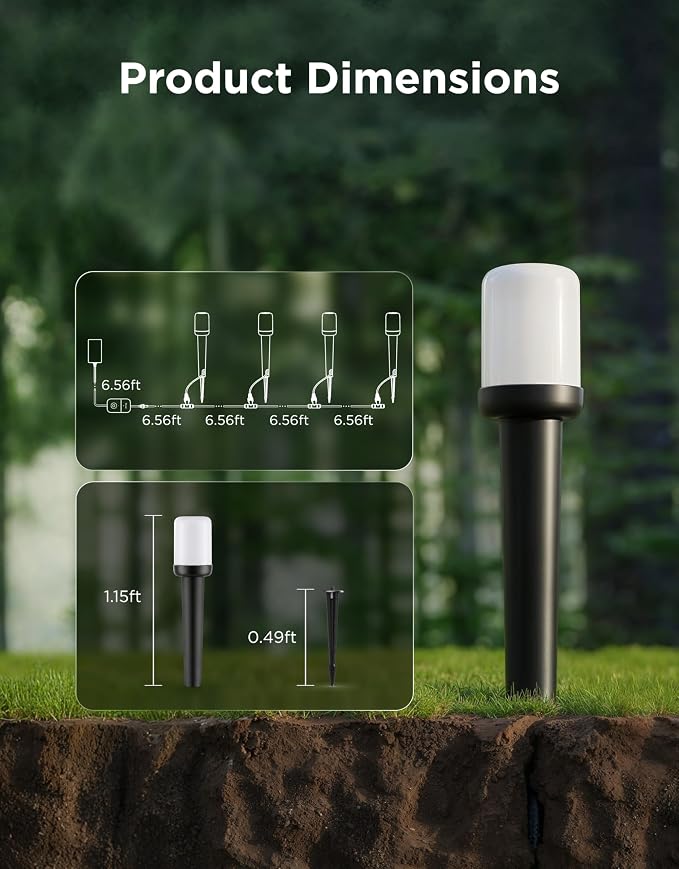 Govee Outdoor Cylinder Pathway Lights, 4 Pack, 425 Lumens, IP67 Waterproof | 60+ Preset Scene Modes, Outdoor Decor for Path, Patio, Garden, Lawn, Compatible with Alexa, Google Assistant, Matter - Image 8