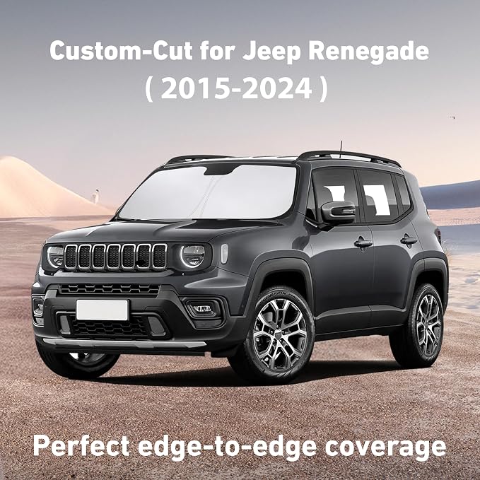 EcoNour Windshield Sunshade Compatible for Jeep Renegade 2015-2022 2023 2024, Sun Visor for Front Windshield & Window Sun Shade Cover, UV Heat Blocker & Protector, Car Accessories - Image 2