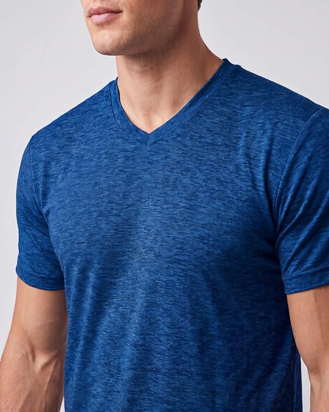 5 Pack Men's Dry Fit V Neck Gym Workout T Shirts Athletic Moisture Wicking | Cooling, Quick Dry, Breathable, Short Sleeve, Exercise, Cycling, Sports, Outdoor, Fitness, Golf, Crossfit, Hiking, Tennis - Image 3