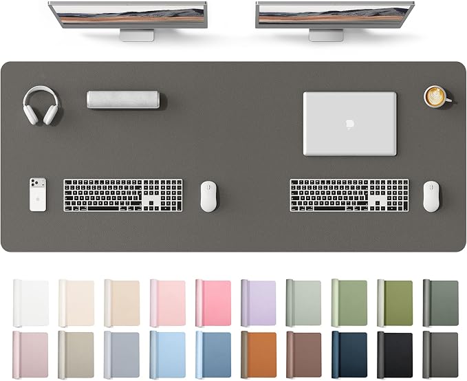 YSAGi Leather Desk Protector, Office Mat, Large Mouse Mat, Non-Slip PU Leather Blotter, Laptop Desk Mat, Waterproof Writing Pad for Office and Home(Dark Grey, 63" x 24") by YSAGi