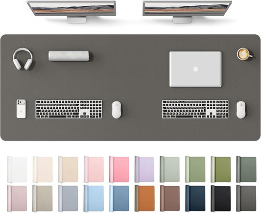 YSAGi Leather Desk Protector, Office Mat, Large Mouse Mat, Non-Slip PU Leather Blotter, Laptop Desk Mat, Waterproof Writing Pad for Office and Home(Dark Grey, 63" x 24") by YSAGi