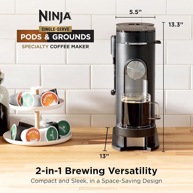 Ninja Single Serve Coffee Maker - Combo Machine, K-Cup Pods and Grounds | 4 Styles of Brewing, up to 24 Oz Cup Sizes, 56 Oz Removable Reservoir, Black, PB051 - Image 2