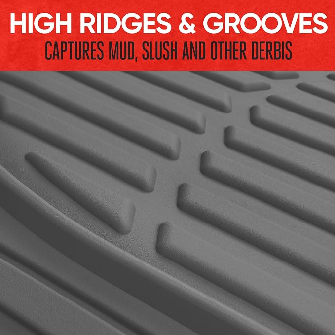 Motor Trend 2 Piece Front Car Floor Mats- Gray FlexTough Contour Liners-Deep Dish Heavy Duty Rubber Floor Mats for Car SUV Truck & Van-All Weather Protection, Universal Trim to Fit - Image 3