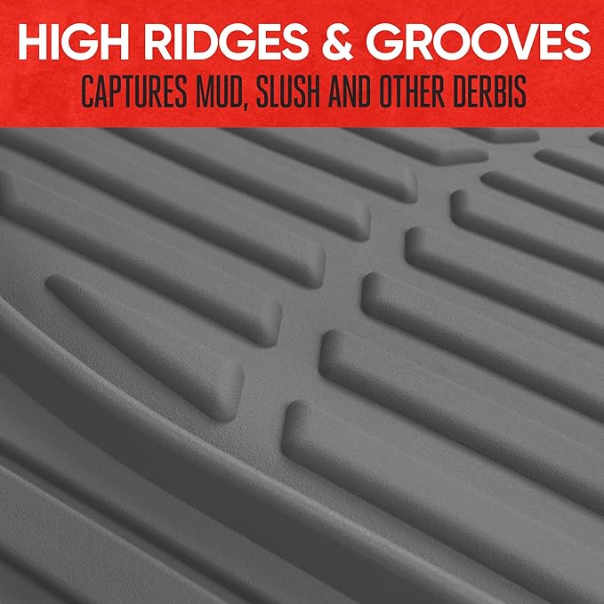 Motor Trend FlexTough Floor Mats for Cars, Gray Deep Dish All-Weather Mats, Waterproof Trim-To Fit Automotive Floor Mats for Trucks SUV, Universal Liner Car Accessories - Image 3