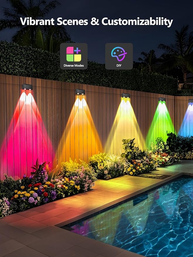BrizLabs Smart Deck Lights RGBCW, 6 Lamps Fence Lights APP/Voice Control | Color Changing; Work with Alexa & Google Assistant; Smart Timers; Tunable White; Outdoor Waterproof for Halloween Christmas - Image 3