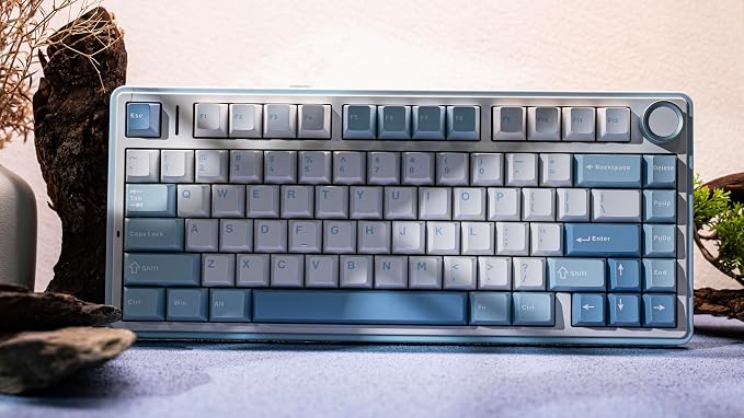 EPOMAKER x Aula F75 Gasket Mechanical Keyboard, 75% Wireless Hot Swappable Gaming Keyboard with Five-Layer Padding&Knob, BT/2.4GHz/USB-C, RGB (Sea Salt Blue, LEOBOG Reaper Switch) - Image 8