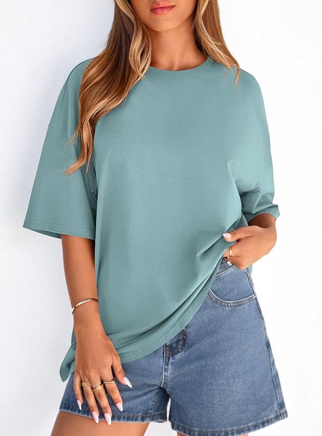 PRETTYGARDEN Womens 2026 Spring Going Out Tops Casual Short Sleeve Crewneck Loose Fit Basic Oversized T Shirts Summer Outfits - Image 4