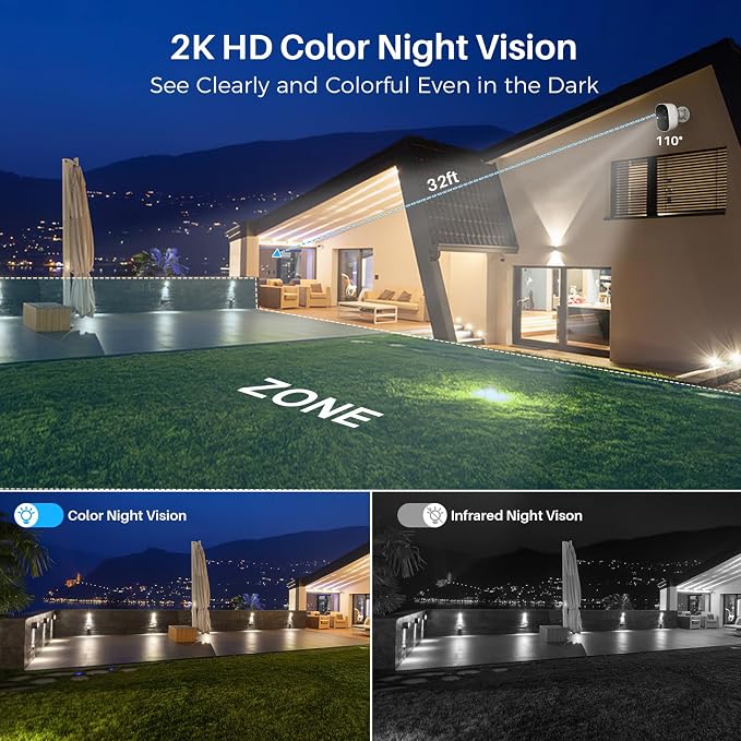 Vicohome Security Cameras Wireless Outdoor, 2K Battery Powered WiFi Cameras for Home Security with AI Motion Detection, Spotlight Color Night Vision, IP66 Weatherproof 2-Way Talk Siren Alarm, 2 Pack - Image 3