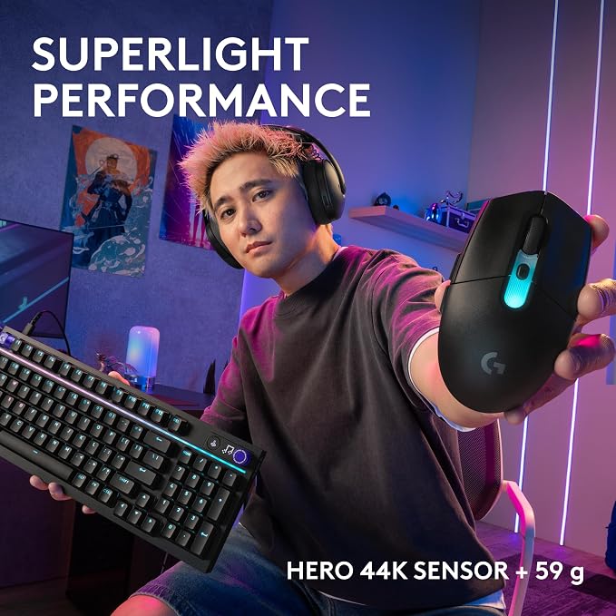 Logitech G305 X Superlight Wireless Gaming Mouse - Black | 59g Lightweight, 44K DPI, 678 IPS, Wireless 2.4 GHz/Bluetooth/USB-C, <170 hr Battery, 6 buttons, RGB, PC/Mac Compatible - Image 4