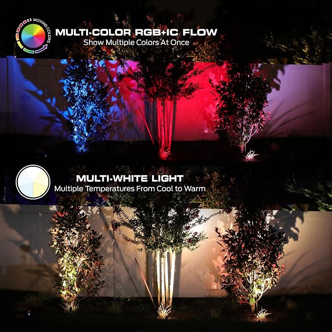 Monster Smart Outdoor RGB+IC+WW Spotlights 2 Pack, Dimmable LEDs, Sound Reactive, IP44 Water & Weather Resistant, Compatible with Alexa, Siri, Google Home, Monster App, Razer Chroma, Voice Controlled - Image 3
