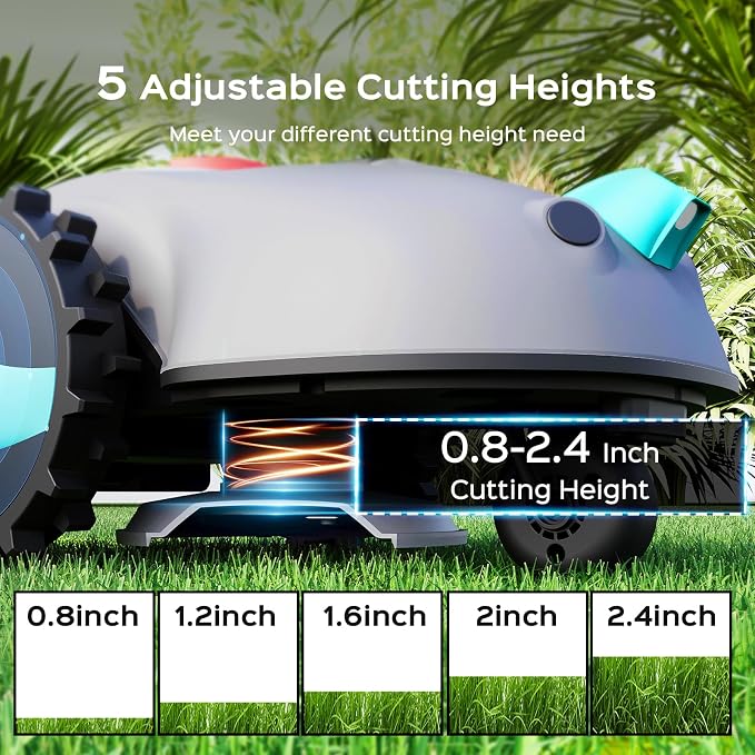 YARDCARE V100 Robot Lawn Mower with HD Vision Navigation, Smart Obstacle Detection, Collision Sensors, Adjustable Cutting Height, Low-Noise Operation—Perfect for Small Lawns up to 1,600 sq ft. - Image 5