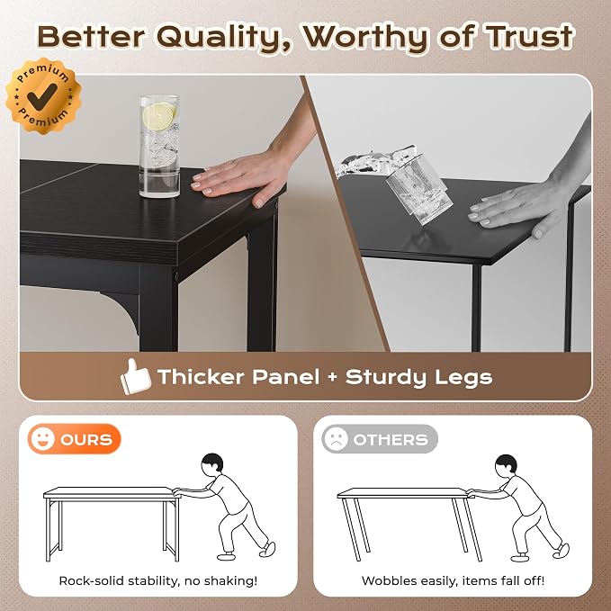 Huuger 63 x 24 inch Desk with Power Outlets & USB-C, Deeper & Thicker Desktop, Robust Metal Tubes, Computer Desk, Heavy Duty Office Desk, Work Gaming Desk, for Home Office, Black - Image 6