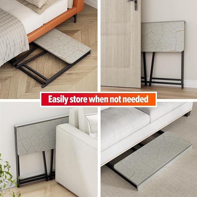 WOHOMO Folding Desk, 31.5" Foldable Computer Table for Small Spaces, Grey | Easy Assembly and Fold, Sturdy Home office desks for Study Bedroom Dorm Space Saving Writing Work Apartment - Image 4
