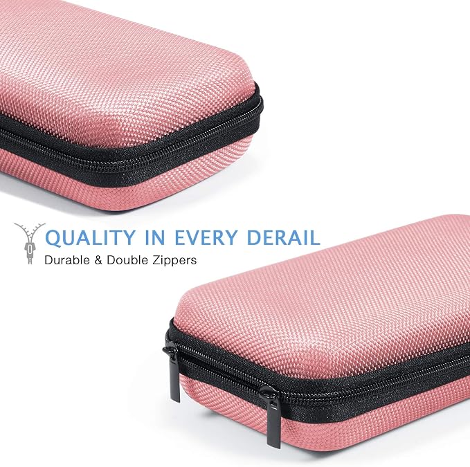 Cell Phone Carrying Case - Portable Hard EVA Charger Case - High Protection Small Zipper Travel Pouch Storage Bag Electronic Organizer for Battery, GPS, Hard Drive, Charging Cable, Cord - Pink - Image 5