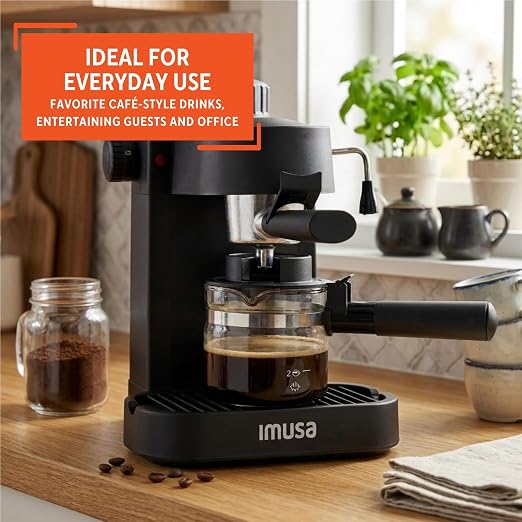 IMUSA 4 Cup Electric Espresso Cappuccino Coffee Maker, Black | Matte Finish, Milk Frother for Creamy Foam, Cappuccino and Latte Preparation, Perfect for Home Baristas - Image 7