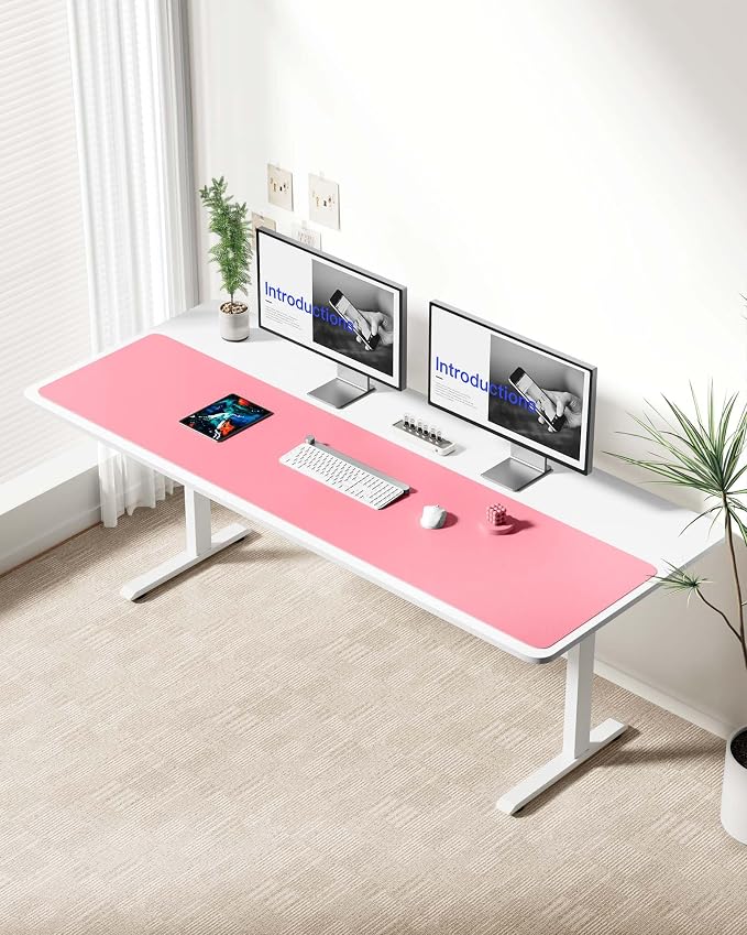 YSAGi Leather Desk Protector, Office Mat, Large Mouse Mat, Non-Slip PU Leather Blotter, Laptop Desk Mat, Waterproof Writing Pad for Office and Home(Pink, 63" x 17.2") - Image 2