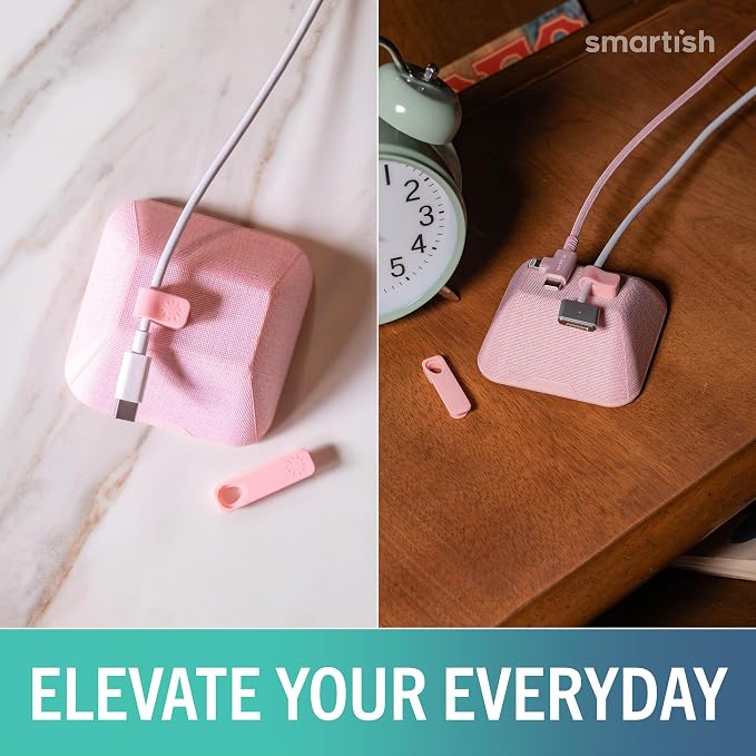 Smartish® Magnetic Cord Holder - Cable Wrangler Organizer with Magnet Clips for Charger Management on Desktop, Nightstand for USB-C + Lightning - I'm Blushing - Image 4