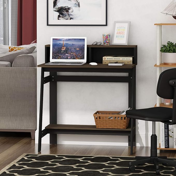 Furinno Simplistic A Frame Computer Desk, 17.9"D x 31.6"W x 35.5"H, Columbia Walnut - Image 2
