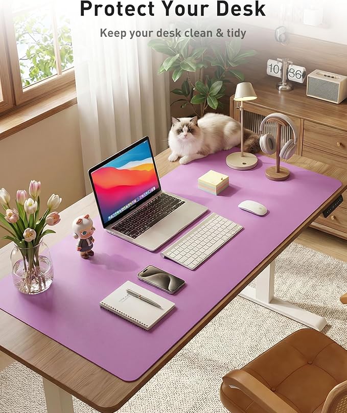 Aothia Faux Leather Desk Mat - Large Mouse Pad, Non-Slip PU Leather Blotter, Waterproof Writing Surface for Office and Home (Iris Violet, 40" x 24") - Image 8