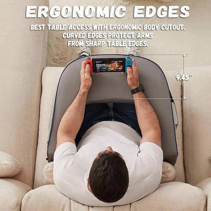 cooloo8 Reading Pillow with Armrests – Extra Large Memory Foam Gaming Pillow for Adult, Lap Desk for Laptop, Arm Rest for Working, Crocheting, Playing Game or Siting in Bed, Floor, Sofa, (Grey) - Image 2
