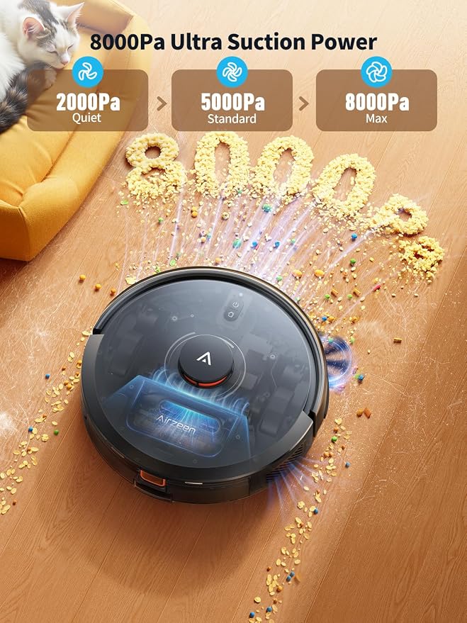 Robot Vacuum and Mop, Self-Emptying Robot Vacuum Cleaner with 8000Pa Suction, Laser Navigator with Smart Mapping Robotic Vacuums, 150Mins Runtime,Schedule,App Alexa Control for Carpet/Pet Hair,Q10 pro - Image 2