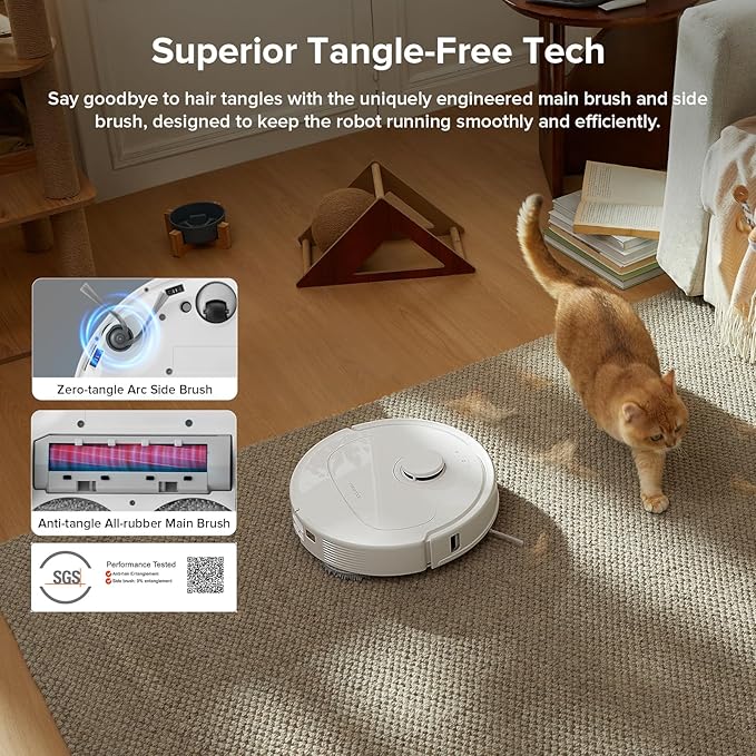 roborock Qrevo Series Robot Vacuum and Mop, Upgraded from Qrevo S | 8000Pa Suction, Anti-Tangle Brushes, Smart Obstacle Avoidance, Auto Mop Washing, All-in-One Dock, Spinning Mop, White(QV 35A) - Image 5