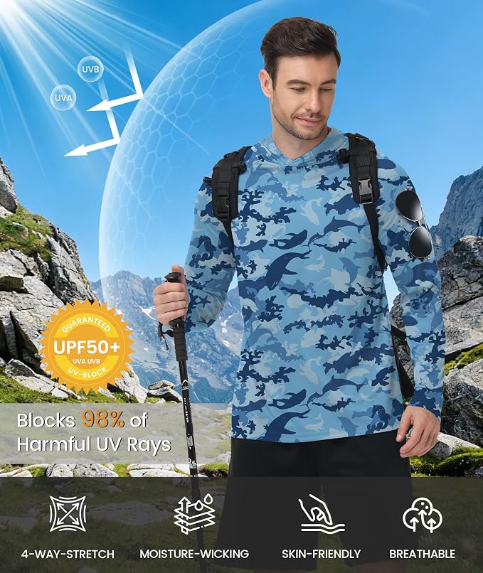 ZITY Men's Sun Protection Shirts Long Sleeve Rash Guard Hoodie UV UPF 50+ Fishing Running Athletic Sweatshirts - Image 2