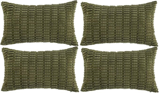 Fancy Homi 4 Packs Decorative Throw Pillow Covers for Living Room Couch Bed, Modern Farmhouse Boho Home Décor Accent Cushion Case, 24" x 12", Moss Green by Fancy+Homi