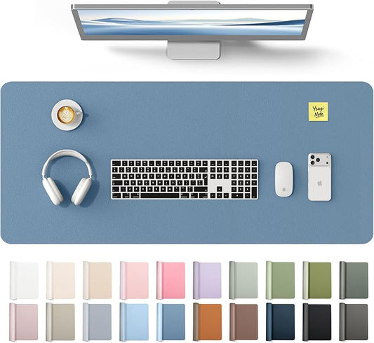 YSAGi Leather Desk Protector, Office Mat, Large Mouse Mat, Non-Slip PU Leather Blotter, Laptop Desk Mat, Waterproof Writing Pad for Office and Home(Blue, 42" x 17.2") by YSAGi