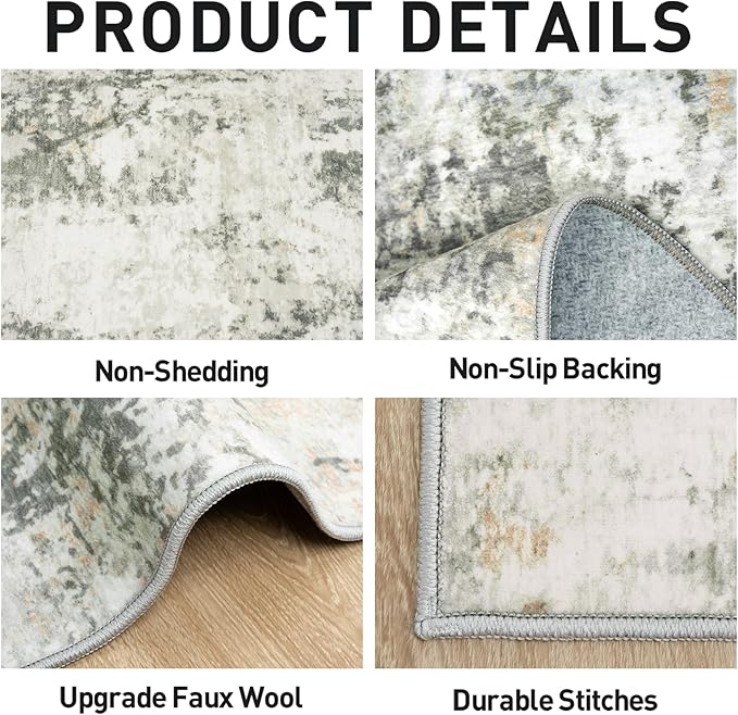 6x9 Area Rugs Washable Rug: Large Modern Abstract Living Room Rug Soft Anti-Skid Thin Carpet Indoor Floor Non-Shedding Carpets for Bedroom Dining Room Farmhouse Nursery Home Office Grey Brown - Image 6