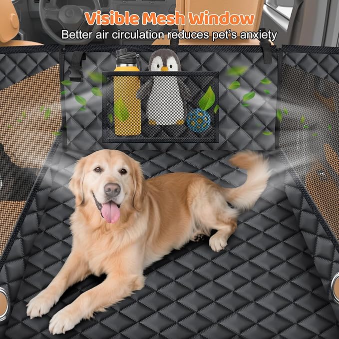 URPOWER Hard Bottom Dog Car Seat for Pets Waterproof Seat Cover Hammock with 3-Sided Hard Boards 600D Heavy Duty Scratch Proof Nonslip Durable Back Seat Covers for Cars, Trucks and SUVs - Image 7