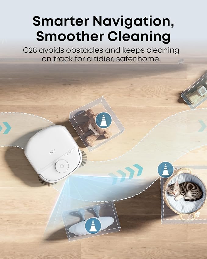 eufy C28 Robot Vacuum and Mop Combo, 15,000 Pa, HydroJet Roller Mop | Upgraded from X10 Pro, Zero-Tangle for Pet Hair, Auto Mop Washing&Drying, Self-Emptying&Refilling 2026 New, White - Image 7