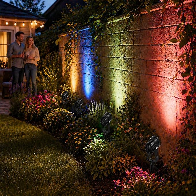 RGBCW Smart Outdoor Landscape Lighting, 6 Pack Outdoor Spot Lights with Transformer, WiFi+Bluetooth App Control Garden Path Lights, Low Voltage IP65 Waterproof for Yard Walkway Plants Trees - Image 8