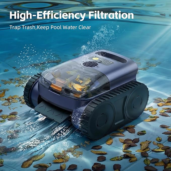 Pool Vacuum for Inground Pool, Cordless Pool Cleaner Robot with Smart Navigation, Self-Parking, LED Indicator, Wall&Waterline Above Ground Pool Vacuum Cleaning up to 2150 Sq.ft - Image 3