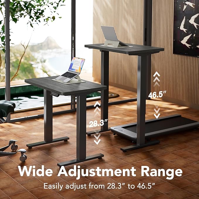 HUANUO Electric Standing Desk, 40 x 24 Inch Height Adjustable Computer Desk with Storage Bag, 4 Height Memory Settings, Sit Stand Up Desk for Home Office, Grey - Image 7