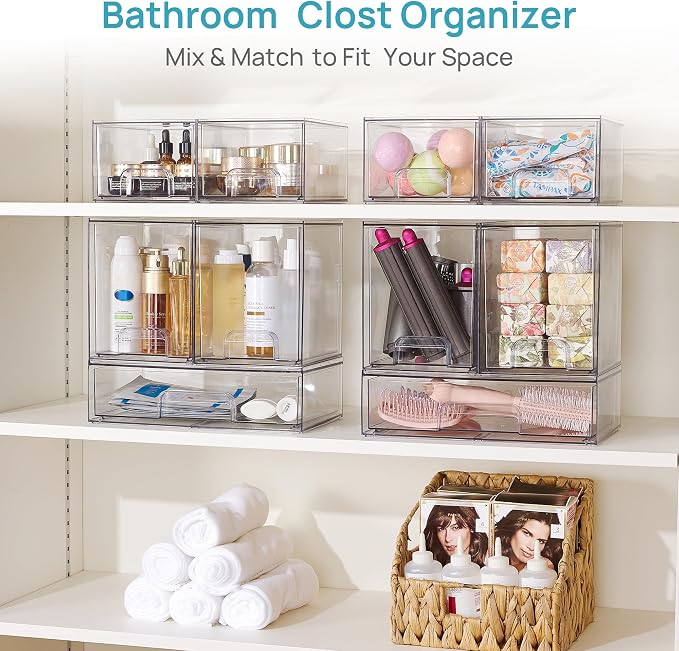 Vtopmart 6 Pack Baby Bottle Organizer Set, Stackable Storage Drawers Ideal for Kichen Countertop, Vanity, Bathroom, Cabinet, Pantry Organization - Image 6
