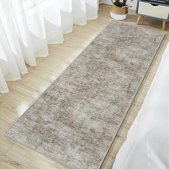 2'6''x8' Runner Rugs Washable Rug: Modern Abstract Living Room Rug Soft Anti-Skid Thin Carpet Indoor Floor Non-Shedding Carpets for Bedroom Dining Room Farmhouse Nursery Home Office Brown Black - Image 2