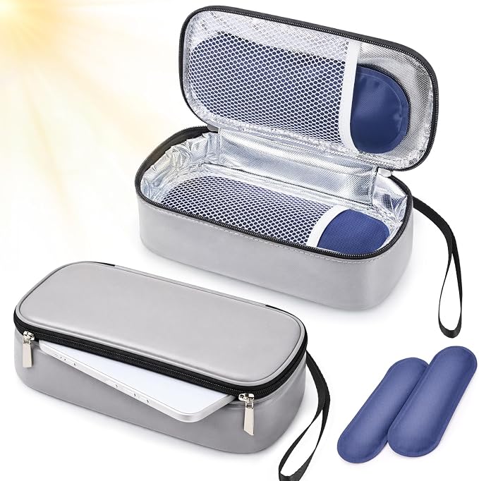 Phone Cooler Bag for Beach, Portable Phone Cooling Pouch with 2 Reusable Ice Packs, Keeps Cool in Extreme Heat for Car Pool Hiking, Extends Battery Life, Fits All Smartphones(Gray,PU) by Unknown