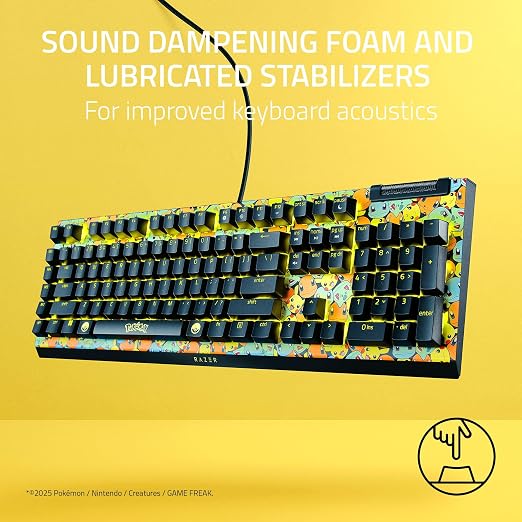 Razer BlackWidow V4 X Mechanical Gaming Keyboard, Pokémon Edition | Green Switches Tactile & Clicky, 6 Macro Keys, Chroma RGB, Doubleshot ABS Keycaps, Sound Dampening & Stabilizers - Image 7