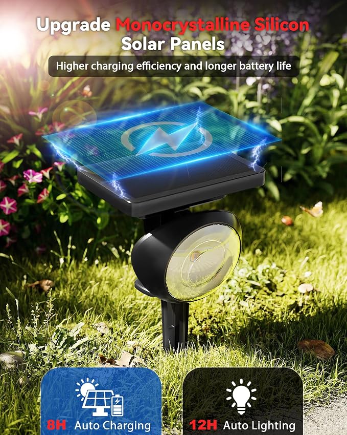 Focusing Solar Spot Lights Outdoor Waterproof, RGB+3CCT Tree Uplights 6Pack | Multicolor Focused Lens Spotlight, Dusk-to-dawn Light, Stake or Wall Mounting for Yard Landscape Garden Path Halloween Decor - Image 3
