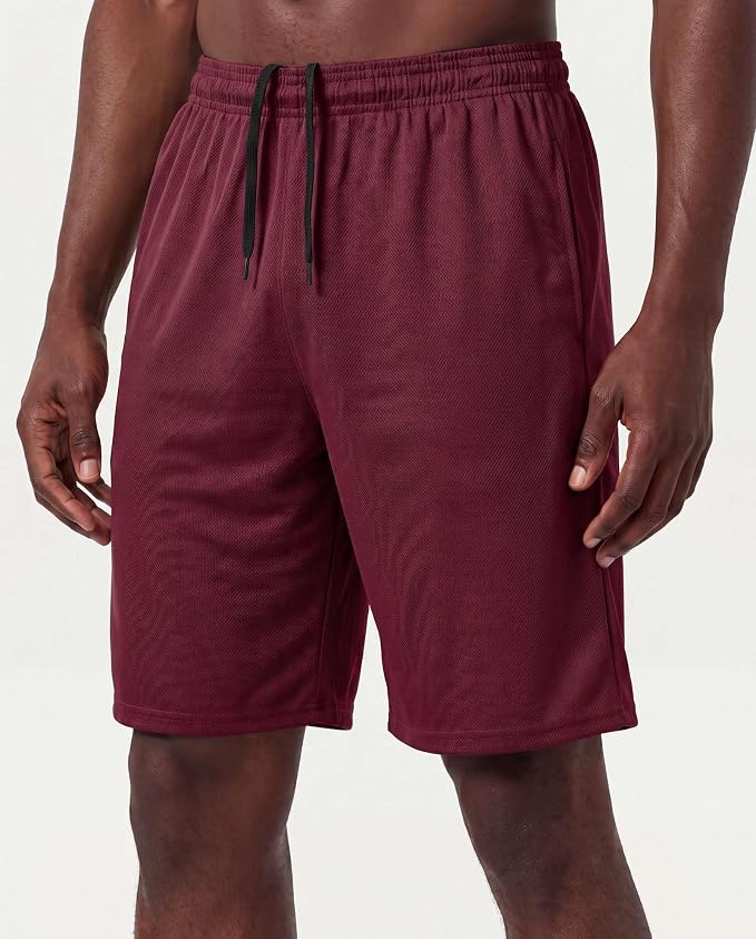 5 Pack Men's Mesh Shorts Athletic Basketball Sports Gym Workout Pockets | Cooling Moisture-Wicking, 9", Long, Quick-Dry, Breathable, Elastic Drawstring Waistband. Running, Exercise, Soccer, Training. - Image 2