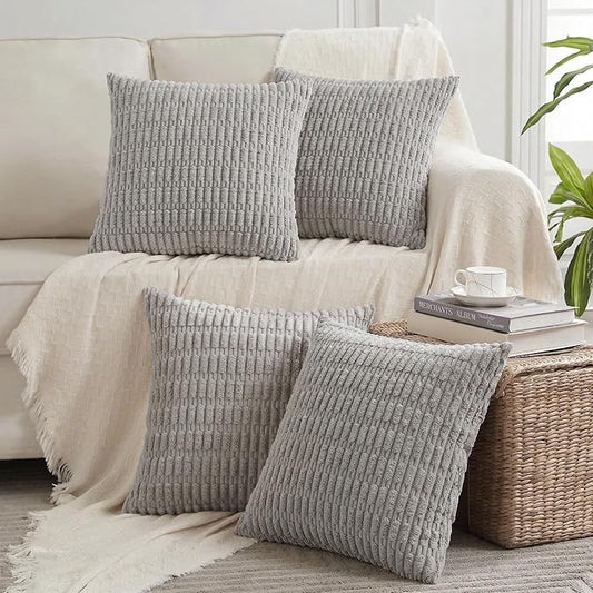 Fancy Homi 4 Packs Decorative Throw Pillow Covers for Living Room Couch Bed, Modern Farmhouse Boho Home Décor Accent Cushion Case, 26" x 26", Gray by Fancy+Homi