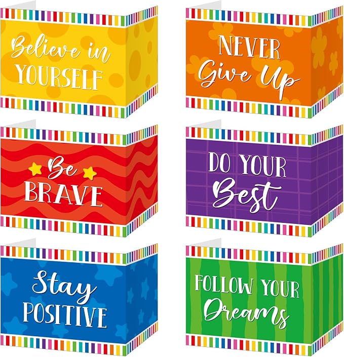 Affrolling 36 Pcs Inspirational Privacy Folders Bulk for Students Cardboard Privacy Boards Desk Divider Panel Waterproof Testing Divider for Classroom Back to School Study Supplies (Colorful) by Affrolling