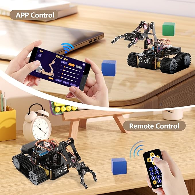 4 in 1 Robotics for Kids Ages 12-16, Smart Robot Arm with 5DOF + Tank Car, STEM Toys Compatible with Arduino & Scratch & Python, App & Remote Control, Gift for Kids & Teens & Adult - Image 5