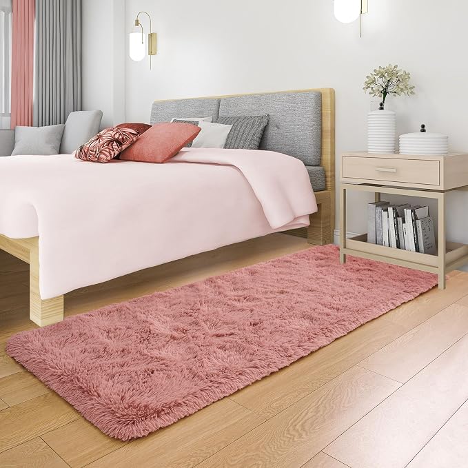 Tepook Soft Runner Rugs for Bedroom 2x6 ft with Rubber Backing, Blush Fluffy Rugs for Living Room, Shag Bedside Rug Fuzzy Plush Carpet for Room, Area Rug for Dorm Nursery Hallway Indoor Home Decor - Image 3