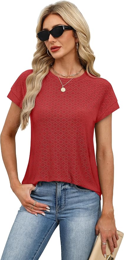 Alaroo Womens Summer Tops Short Sleeve Shirts Crew Neck Tshirt Cute Trendy Tunic Blouses (S-3XL) - Image 3