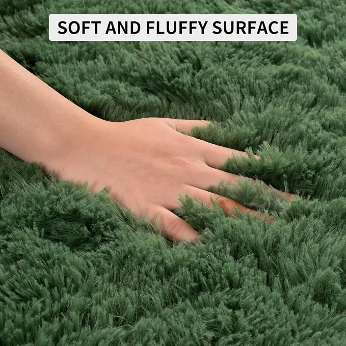 Tepook Fluffy Dark Green Rugs for Living Room Bedroom, 8x10 Soft Area Rug Forest Hunter Green Kids Girls Boys Rug, Indoor Plush Shaggy Non-Slip Carpet for Nursery Classroom Dorm Home Decor - Image 7