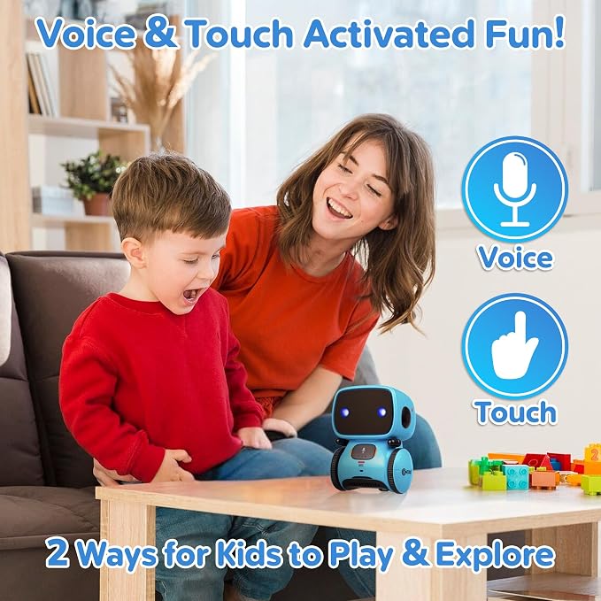 Contixo R1 Kids Robot Toy, Blue Interactive Smart Robots with Voice Control Talking Dancing Learning Touch Sensor Compact Educational Portable Toy for Boys Girls Toddlers 3-8 Years Old Birthday Gifts - Image 3
