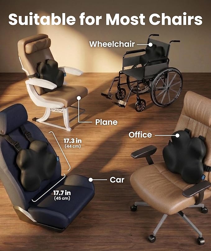 Elevate Series by Everlasting Comfort Lumbar Support Pillow for Office Chair - Memory Foam Back Cushion for Car Seat - Promotes Better Posture, Back Pain Relief - Ideal for Gaming and Desk Chairs - Image 5