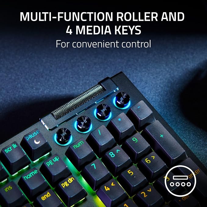 Razer BlackWidow V4 Mechanical Gaming Keyboard, Yellow Linear Switches | Chroma RGB, 6 Dedicated Macro Keys, Magnetic Wrist Rest, Doubleshot ABS Keycaps - Image 7